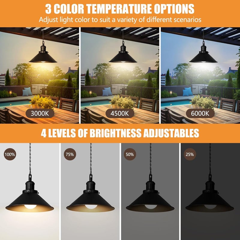 Bailoch 2 Pack Black Portable Battery Operated Hanging Lights, Rechargeable Wireless Outdoor Pendant Light with Remote, Battery Powered Chandelier Lantern Fixture for Indoor Outdoor Gazebo Porch Patio - Image 3